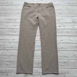 Alberto Pipe Ceramica Pants Men's 34x34 Brown Regular Fit Flat Front Trousers